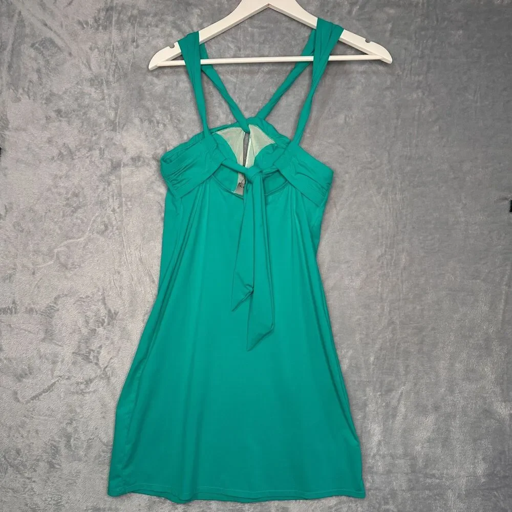 Athleta Kiki Swim Dress Aqua Built-In Bra Key Hole Neck Sport